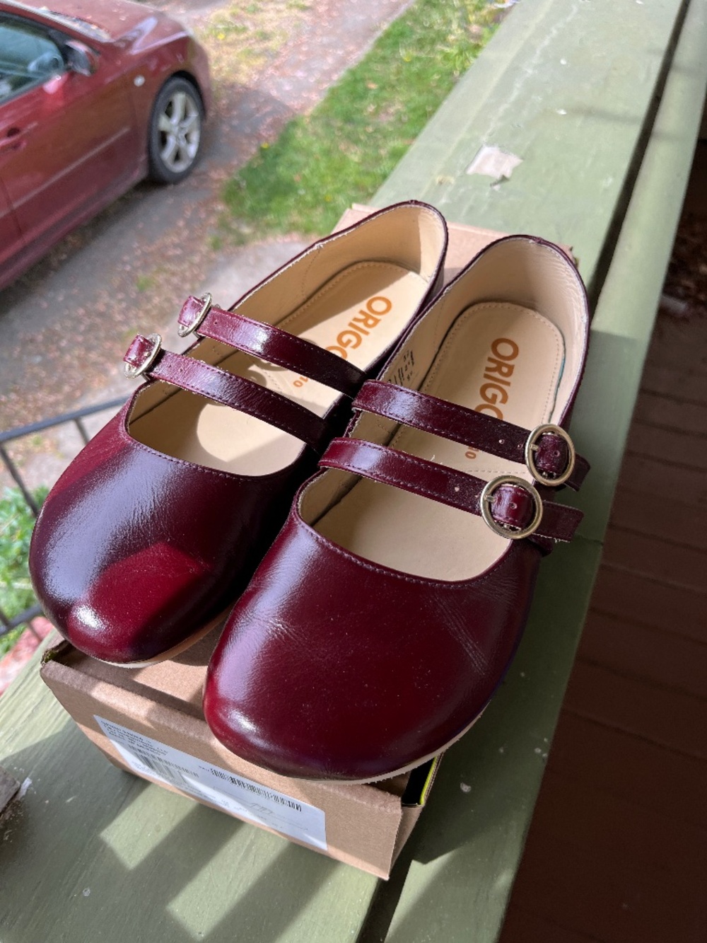 41/10 Origo Wide Toe Box burgundy Leather Mary Jane’s
